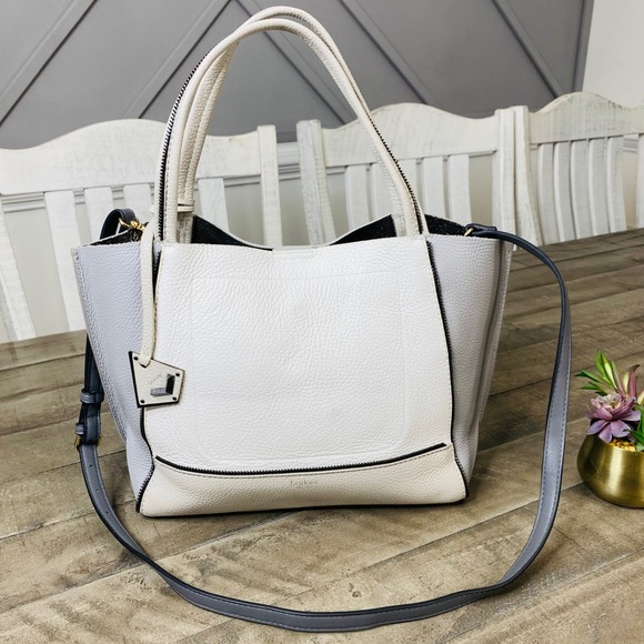 Botkier Tote Soho Colorblock White Gray Off White Leather Handbag $298 - Picture 1 of 10